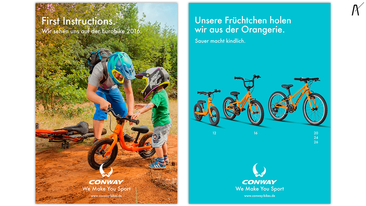 Anzeigen, Poster Kampagne für Conway Bikes