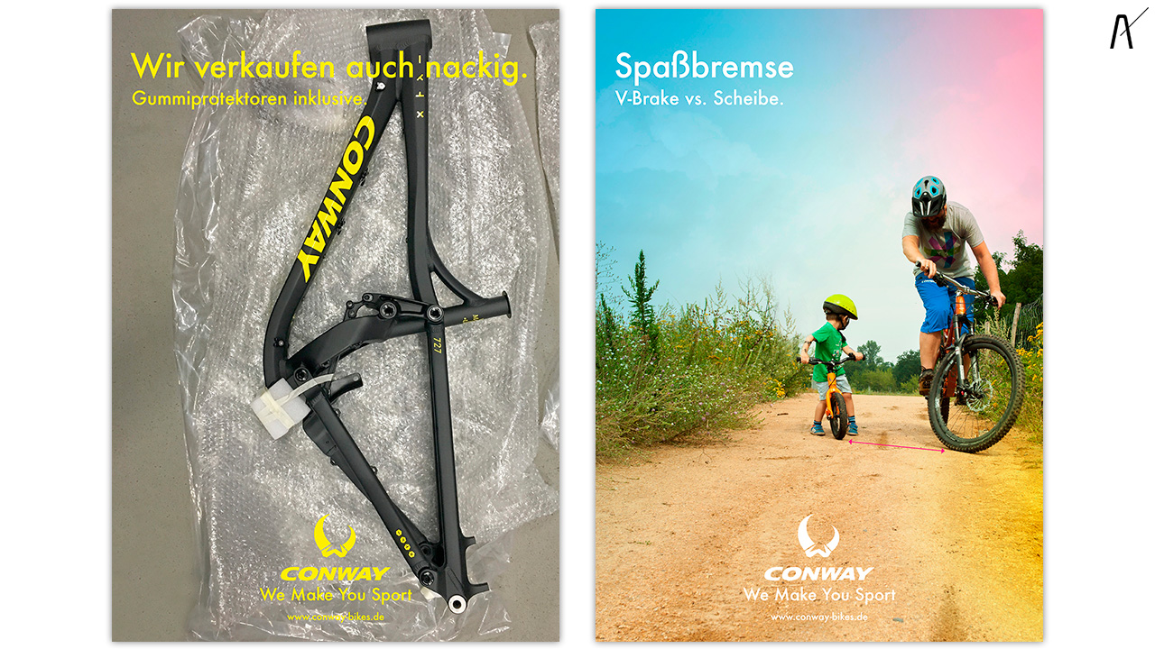 Anzeigen, Poster Kampagne für Conway Bikes