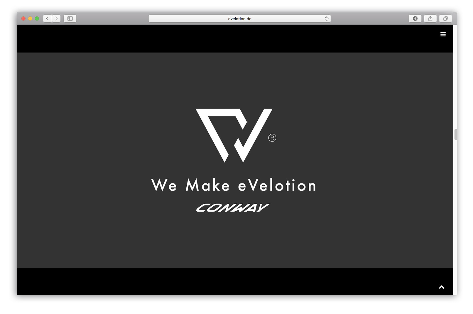 Microsite, Visuelle Identitaet für eVelotion. Neuer Slogan für Conway Bikes