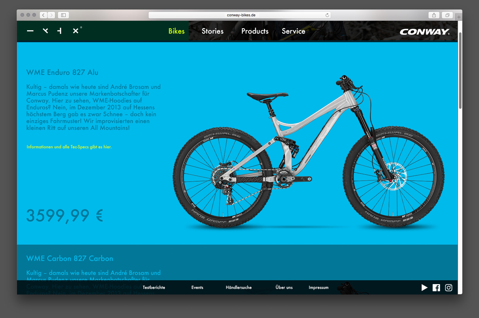 Webdesign Conway Bikes 2016